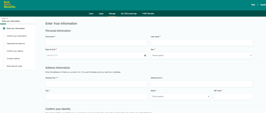 Create YourTexasBenefits Account